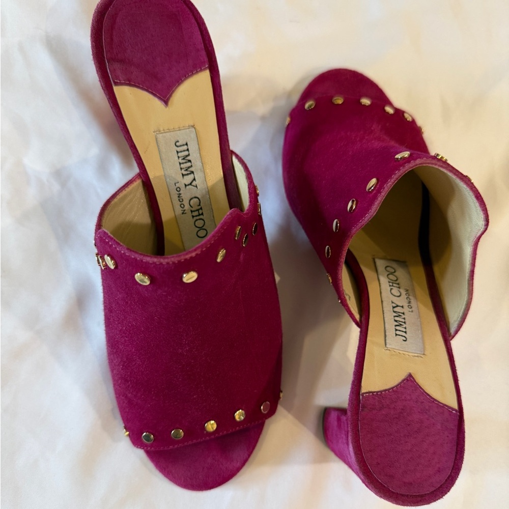 Jimmy Choo Fuchsia Studded Mules